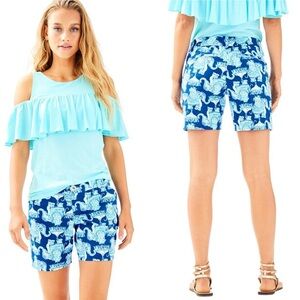 Lilly Pulitzer Womens Deep Indigo Joy Ride Elephant The Jayne Short 7" Short